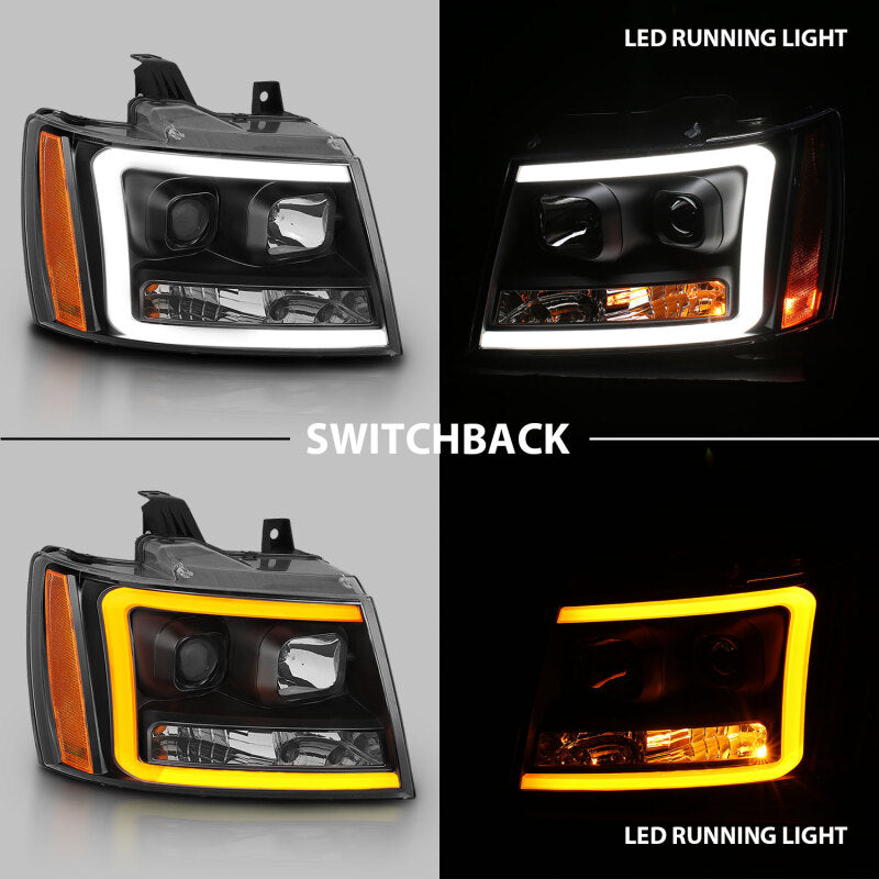 
                      
                        ANZO 07-14 Chevy Tahoe Projector Headlights w/ Plank Style Design Black w/ Amber
                      
                    