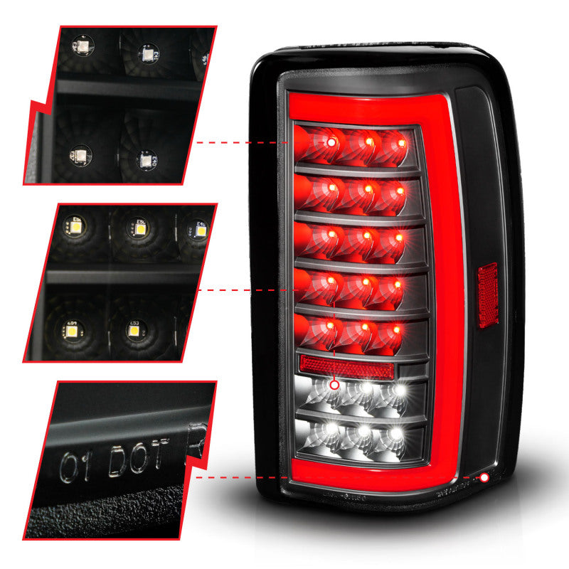 
                      
                        ANZO 00-06 Chevrolet Tahoe / GMC Yukon Full LED Taillights w/ Lightbar Black Housing/Clear Lens
                      
                    