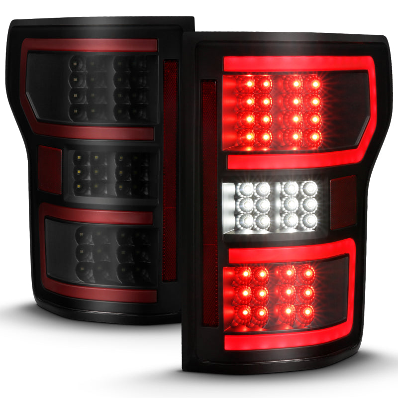 
                      
                        ANZO 18-19 Ford F-150 LED Taillight Black Housing Clear Lens Red Light Bar W/Sequential
                      
                    