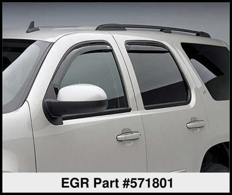 
                      
                        EGR 07+ Chev Tahoe GMC Yukon 07+ In-Channel Window Visors - Set of 4 (571801)
                      
                    