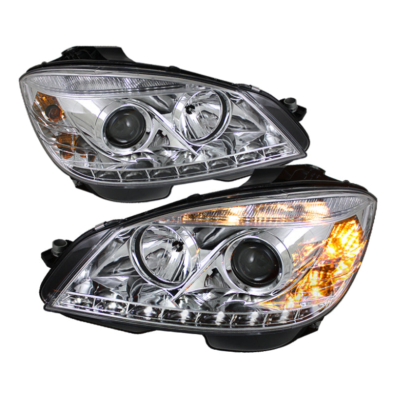 Spyder Mercedes Benz C-Class 08-11 Projector Headlights Halogen - DRL Chrm PRO-YD-MBW20408-DRL-C