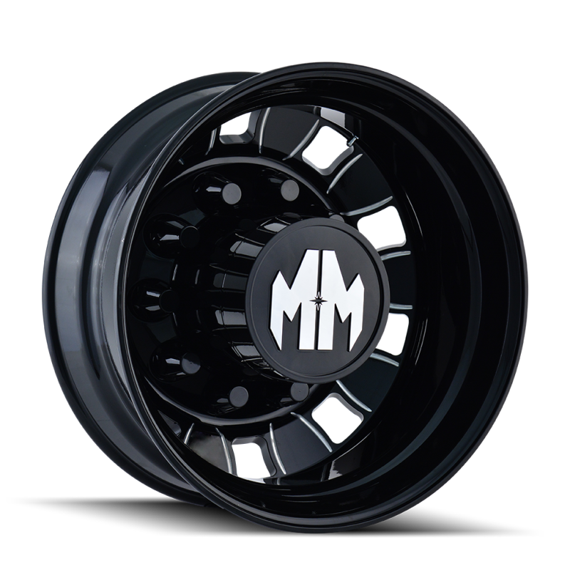 Mayhem 8180 BigRig 24.5x8.25/10x285.75 BP/168mm Offset/220.1mm Hub Rear Black w/ Milled Spokes Wheel