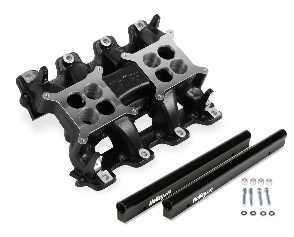 Holley LS EFI Manifold - 2x4 Dual Plane - Black GM LS1/LS2/LS6 - 300-121BK