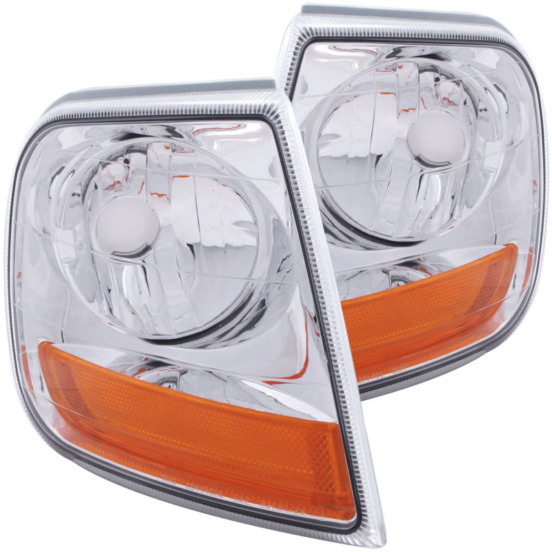 ANZO Corner Lights 1997-2003 Ford F-150 HARLEY - DAVIDSON Style Corner Lights Chrome w/ Amber Rflct