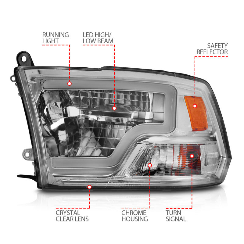 
                      
                        ANZO 2009-2020 Dodge Ram 1500 Full LED Square Projector Headlights w/ Chrome Housing Chrome Amber
                      
                    