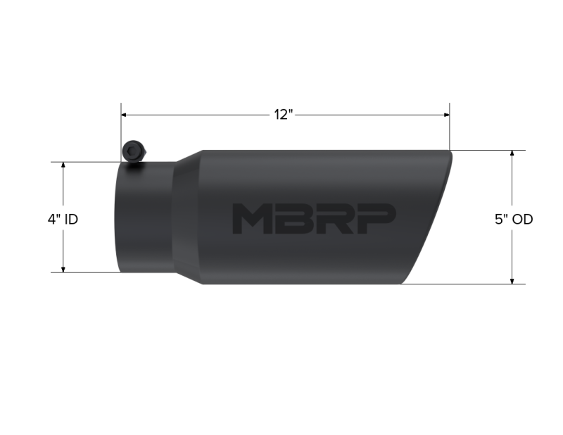 
                      
                        MBRP Universal Tip 5 O.D. Angled Rolled End 4 inlet 12 length - Black Finish
                      
                    