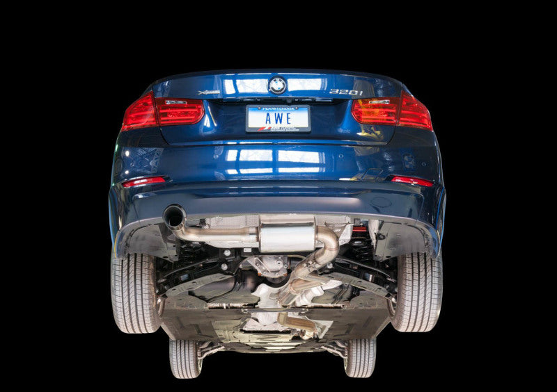 AWE Tuning 13-18 BMW 320i (F30) Touring Edition Exhaust w/ Performance Mid Pipe - Diamond Blk Tips