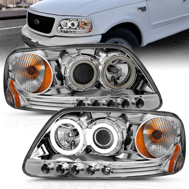 
                      
                        ANZO 1997.5-2003 Ford F-150 Projector Headlights w/ Halo Chrome 1pc
                      
                    