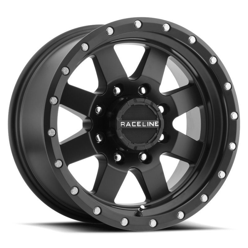 Raceline 935B Defender 18x9in / 8x165.1 BP / 18mm Offset / 130.81mm Bore - Satin Black Wheel