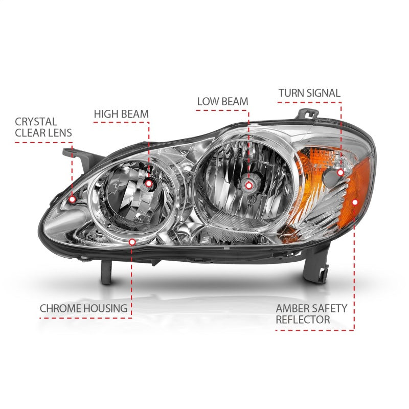 
                      
                        ANZO 2005-2008 Toyota Corolla Crystal Headlight Chrome Amber
                      
                    