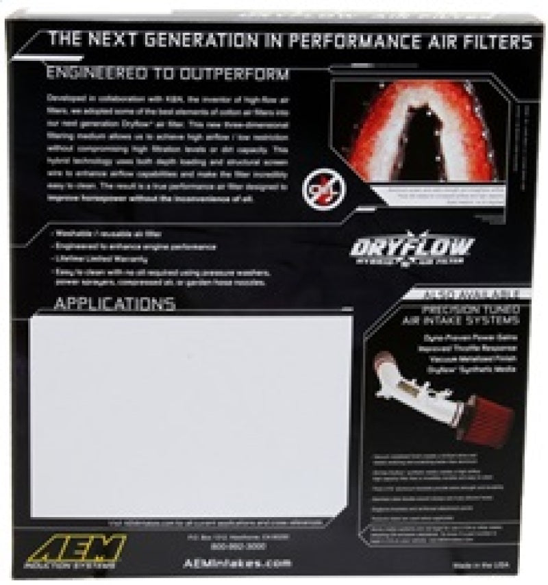 
                      
                        AEM 2015 Ford Mustang 2.3L/3.7L/5.0L Dryflow Air Filter
                      
                    