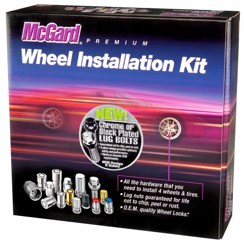 McGard 5 Lug Hex Install Kit w/Locks (Cone Seat Bolt) M14X1.5 / 17mm Hex / 28.0mm Shank L. - Black