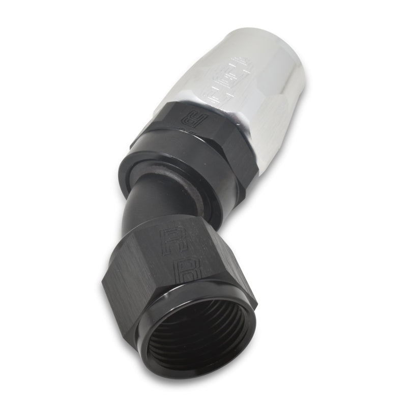 
                      
                        Russell Performance -6 AN Black/Silver 45 Degree Full Flow Hose End
                      
                    