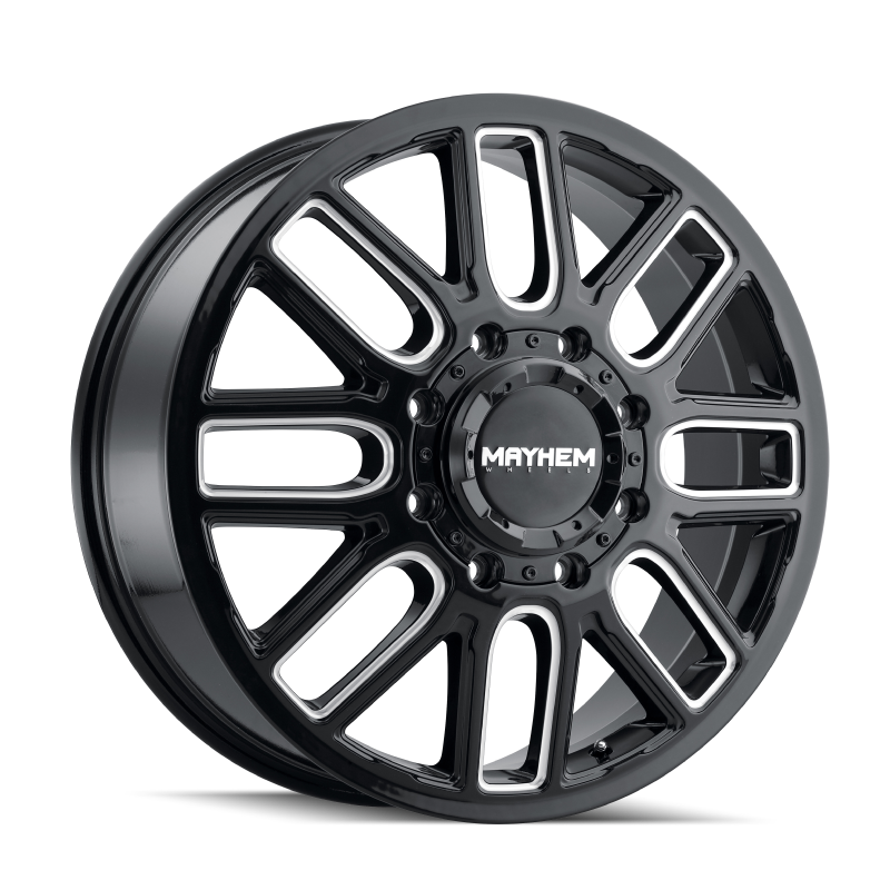 Mayhem 8107D Cogent Dually 20x8.25/8x165.1 BP/115mm Offset/121.3mm Hub Black w/ Milled Spokes Wheel