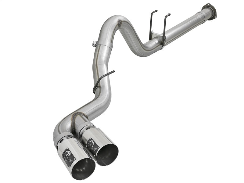 aFe Rebel XD 4in SS Down-Pipe Back Exhaust w/Dual Polished Tips 17-18 Ford Diesel Trucks V8-6.7L(td)