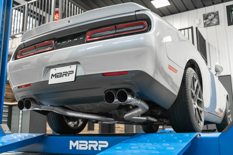 
                      
                        MBRP 15-16 Dodge Challenger 5.7L HEMI SS 3in Quad Split Rear Exit w/ Carbon Fiber Tips - T304
                      
                    