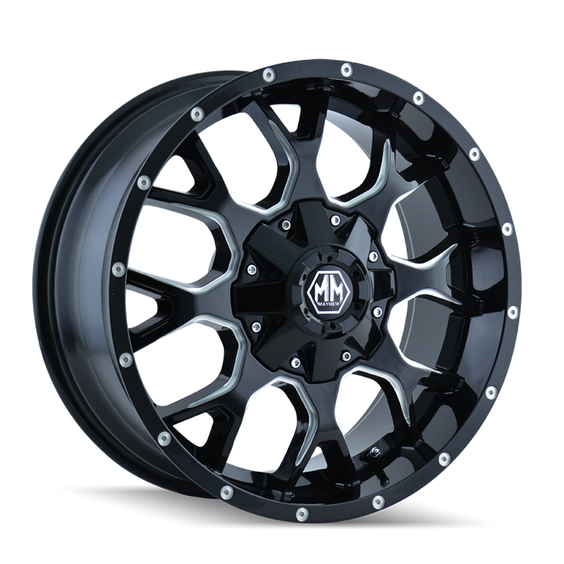 Mayhem 8015 Warrior 17x9 / 8x165.1 BP / -12mm Offset / 130.8mm Hub Black w/ Milled Spokes Wheel