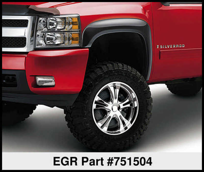 
                      
                        EGR 07-13 Chev Silverado 6-8ft Bed Rugged Look Fender Flares - Set (751504)
                      
                    