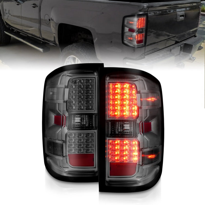 ANZO 15-19 Chevy Silverado 2500HD/3500HD (Halgn Only) LED Tail Lights w/Smoke Light Bar & Clear Lens