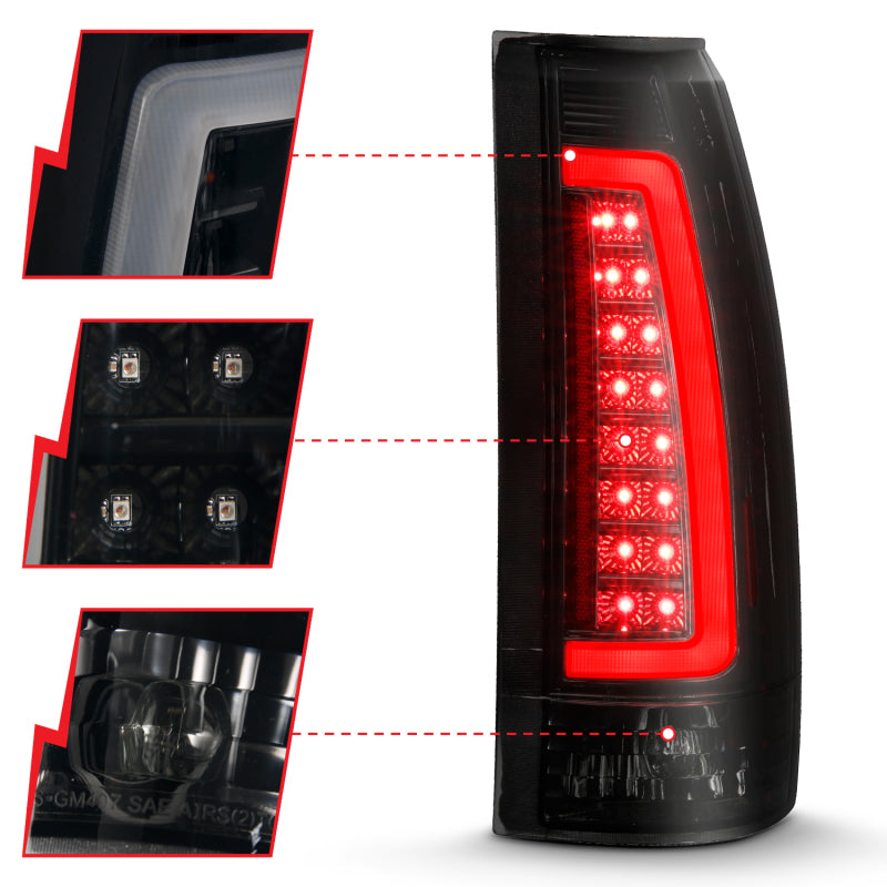 
                      
                        ANZO 1999-2000 Cadillac Escalade LED Taillights Black Housing Smoke Lens Pair
                      
                    