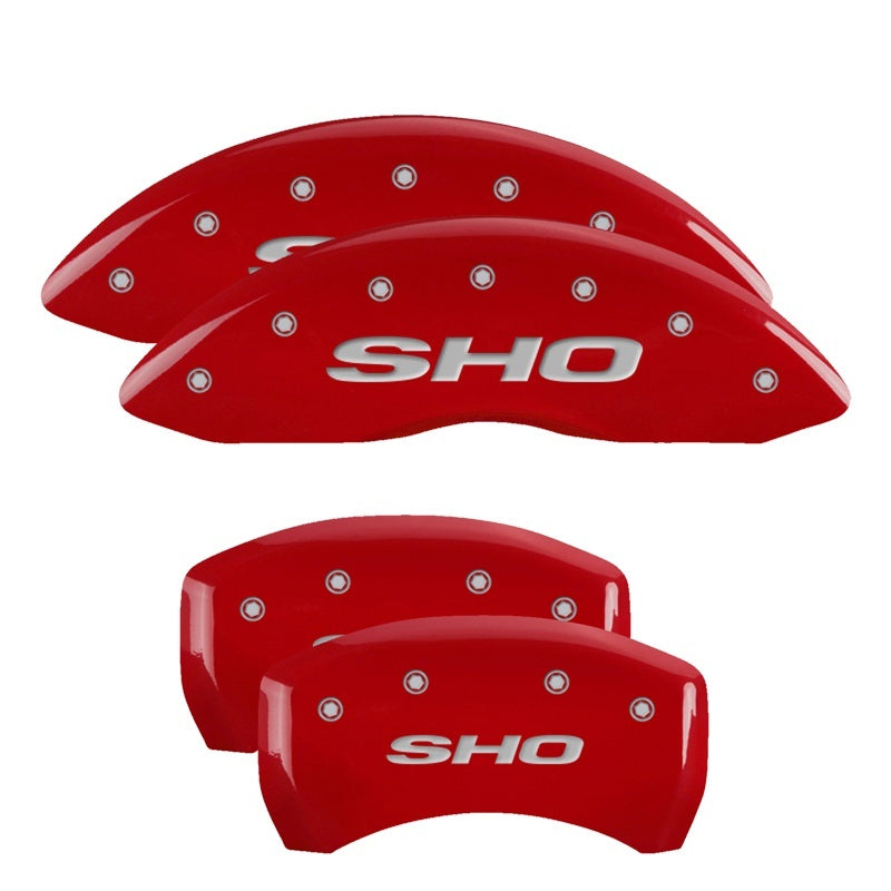 MGP 4 Caliper Covers Engraved Front & Rear SHO Red finish silver ch