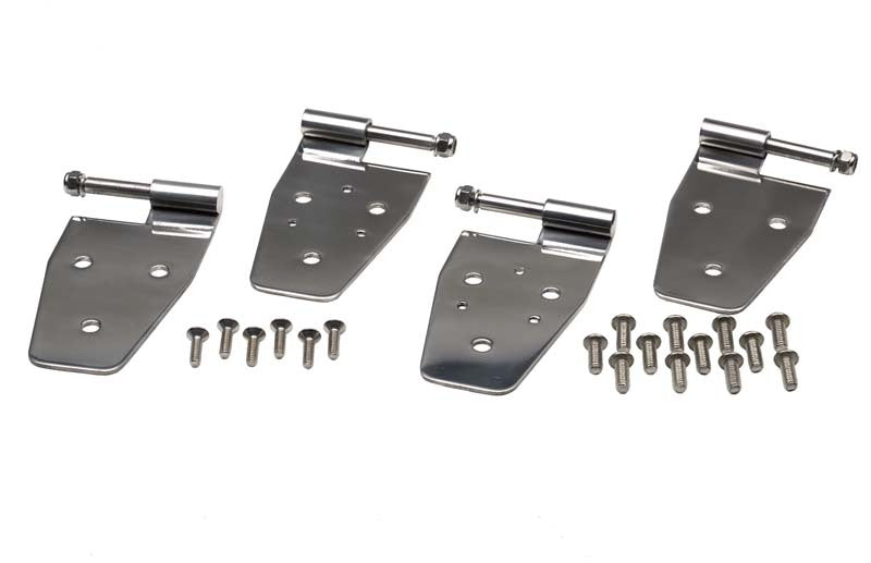 Kentrol 87-95 Jeep Wrangler YJ Door Hinge Set 4 Pieces - Polished Silver