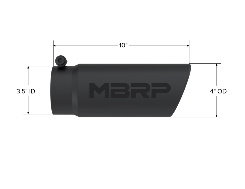 
                      
                        MBRP Universal Tip 4 O.D. Angled Rolled End 3.5 inlet 10 length- Black Finish
                      
                    