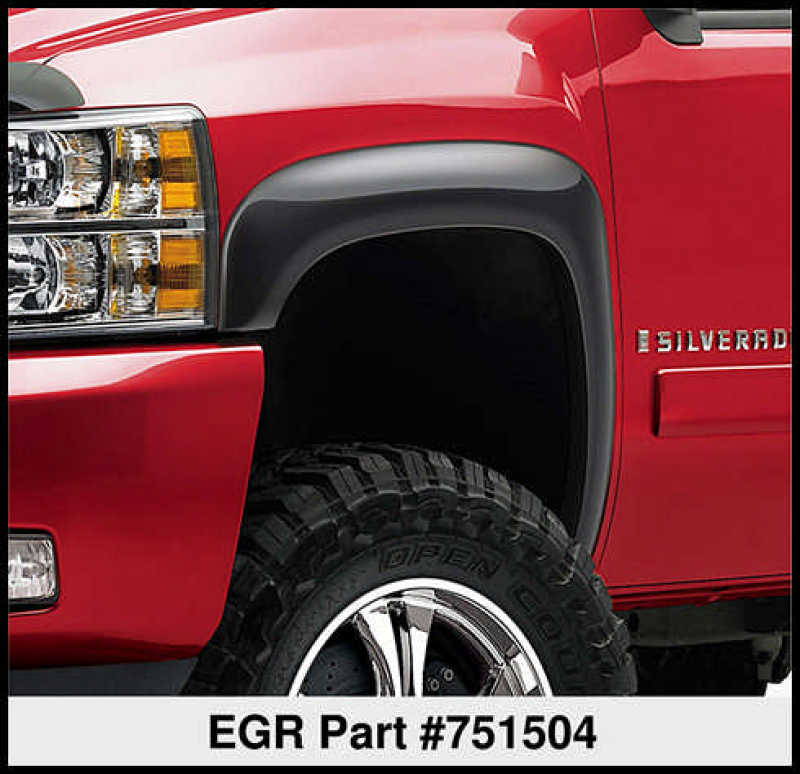 
                      
                        EGR 07-13 Chev Silverado 6-8ft Bed Rugged Look Fender Flares - Set (751504)
                      
                    