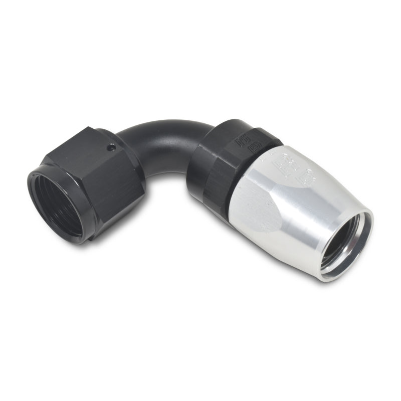 
                      
                        Russell Performance -6 AN Black/Silver 90 Degree Full Flow Hose End
                      
                    