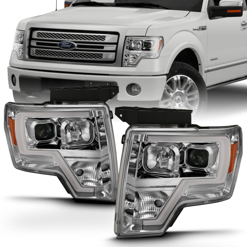 
                      
                        ANZO 2009-2014 Ford F-150 Projector Headlight Plank Style Chrome Amber
                      
                    