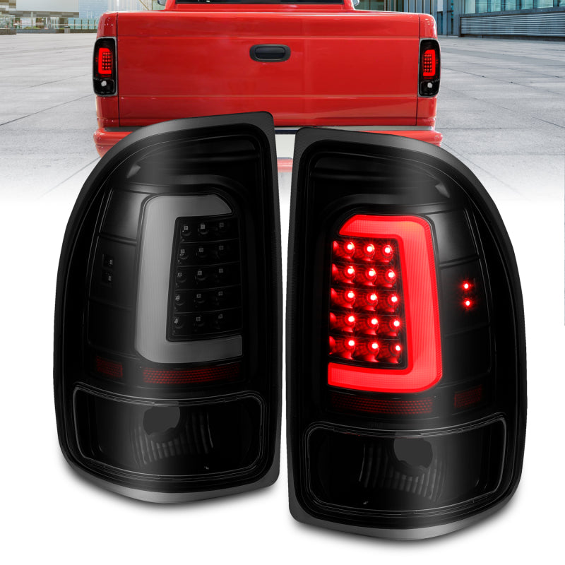 ANZO 1997-2004 Dodge Dakota LED Taillights Black Housing Smoke Lens Pair