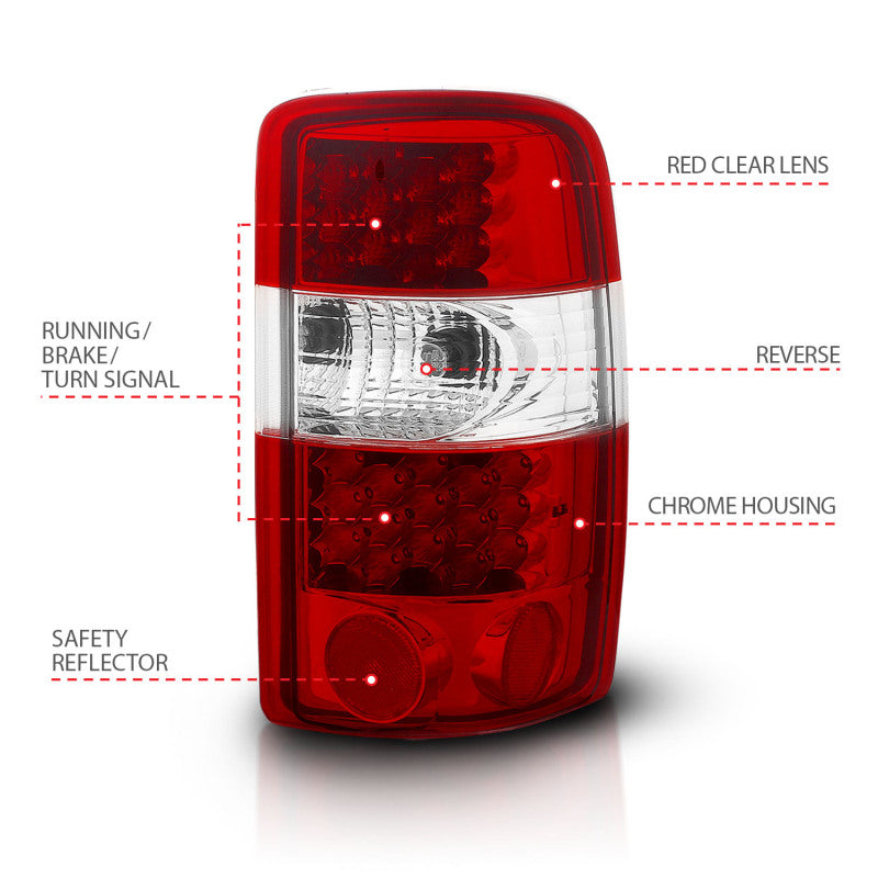 
                      
                        ANZO 2000-2006 Chevrolet Suburban LED Taillights Red/Clear
                      
                    