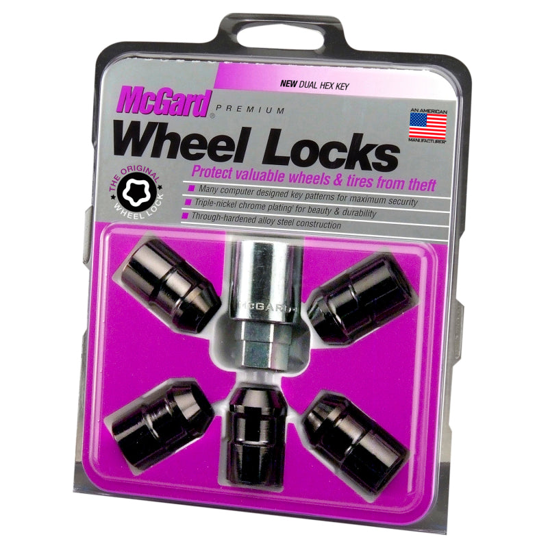 
                      
                        McGard Wheel Lock Nut Set - 5pk. (Cone Seat) 1/2-20 / 3/4 &13/16 Dual Hex / 1.46in. Length - Black
                      
                    