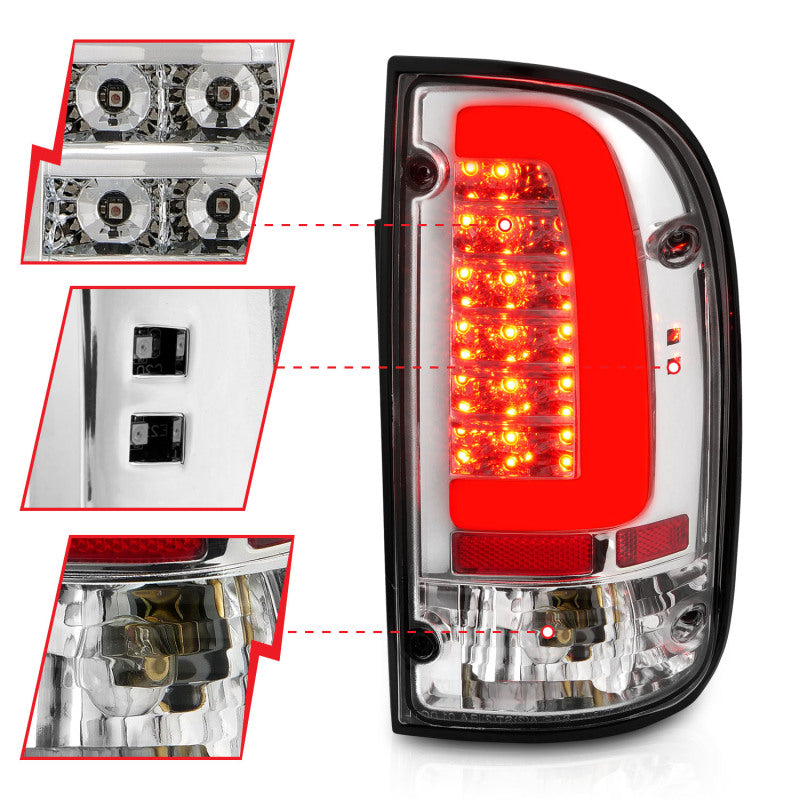 
                      
                        ANZO 95-00 Toyota Tacoma LED Taillights Chrome Housing Clear Lens (Pair)
                      
                    