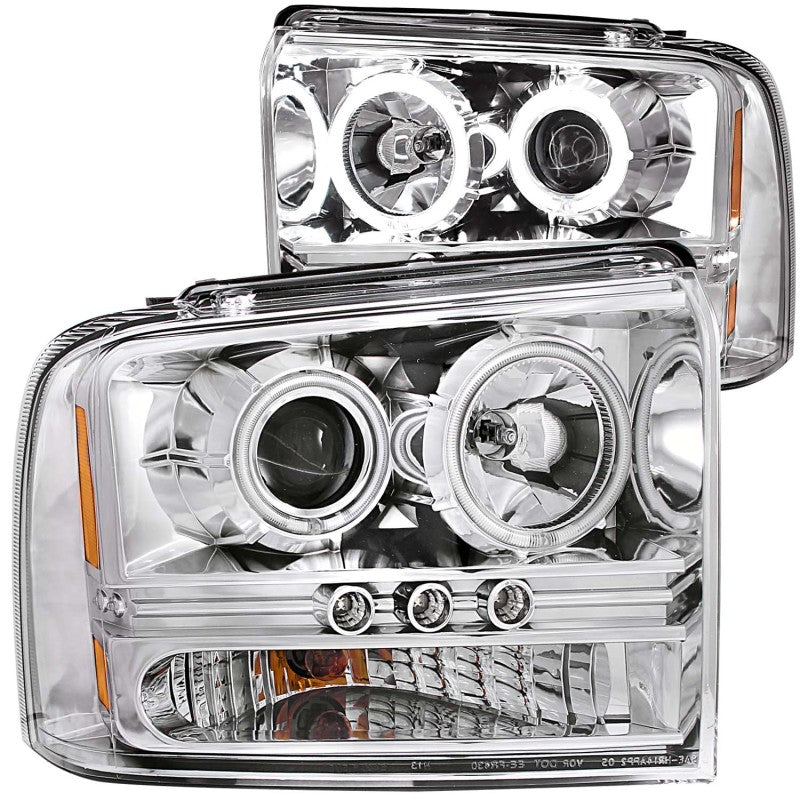 ANZO 2005-2007 Ford Excursion Projector Headlights w/ Halo Chrome w/ LED Strip (CCFL) 1pc