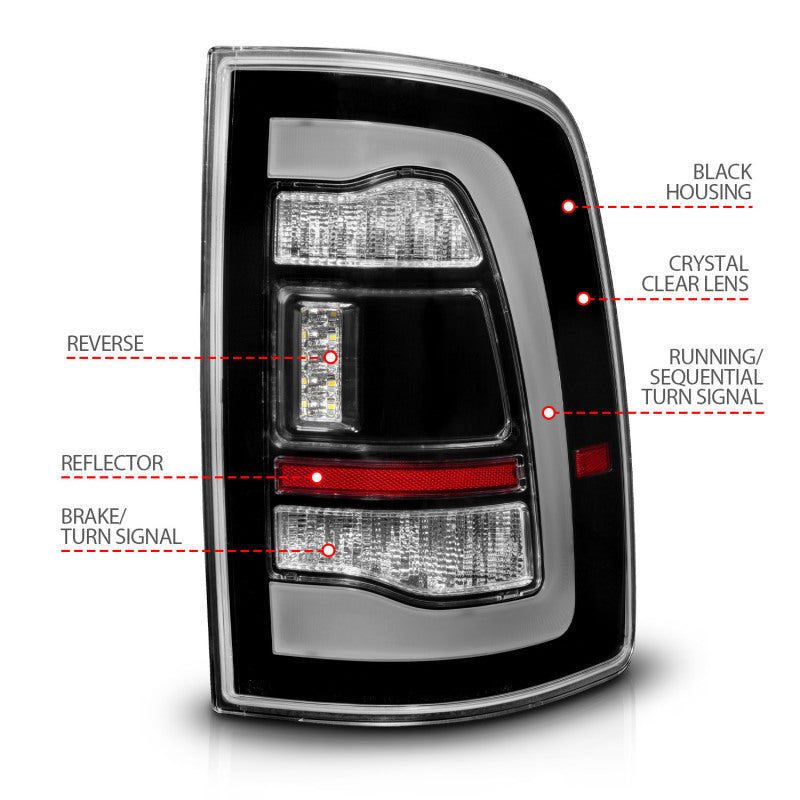 
                      
                        ANZO 09-18 Dodge Ram 1500 Sequential LED Taillights Black
                      
                    