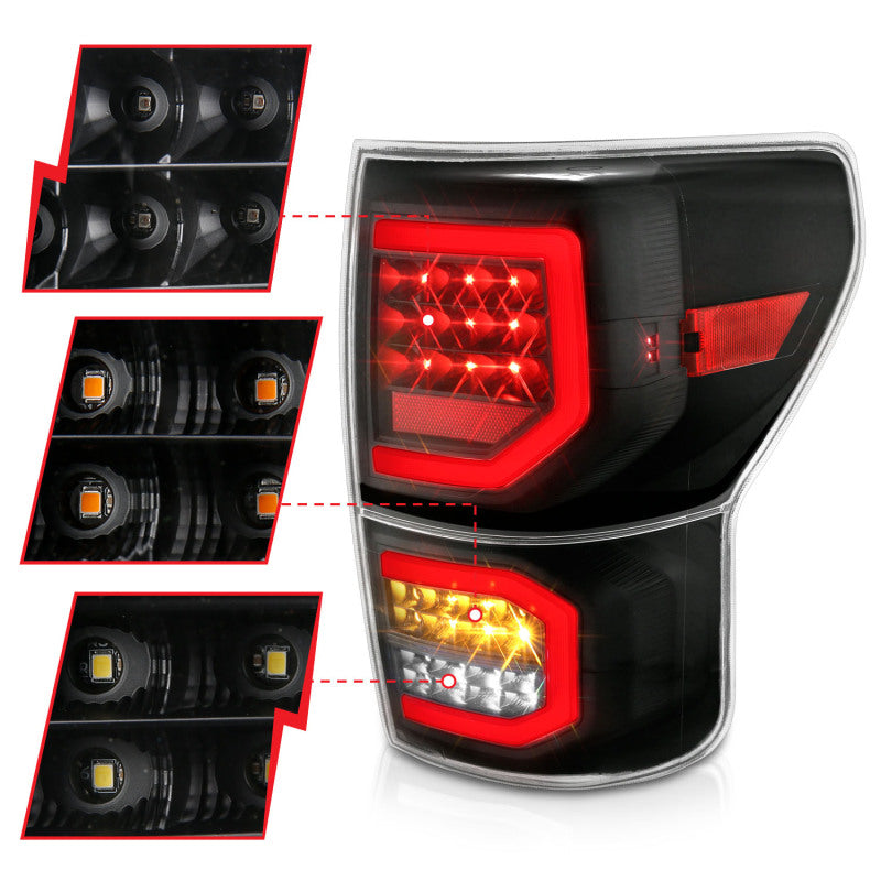 
                      
                        ANZO 2007-2013 Toyota Tundra LED Taillights Plank Style Black w/Clear Lens
                      
                    