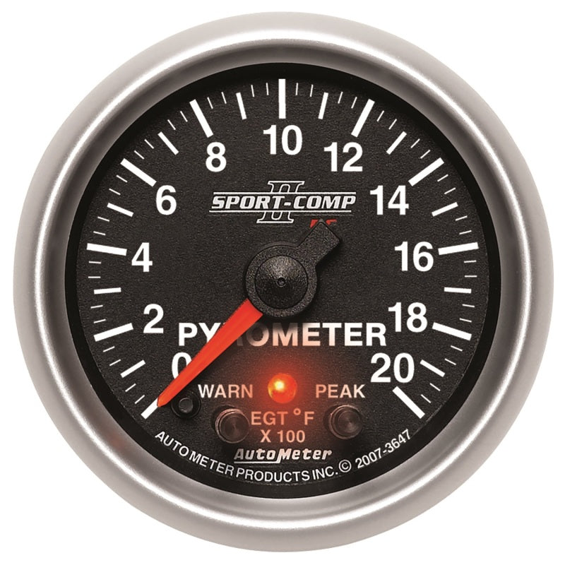 Autometer Elite 52.4mm 0-2000F Pyrometer Peak & Warn w/ Electronic Control Gauge