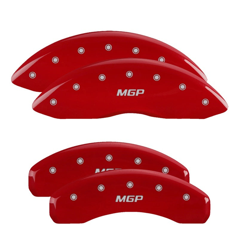 MGP 4 Caliper Covers Engraved F&R MGP Red Finish Silver Characters 11-18 Jeep Grand Cherokee