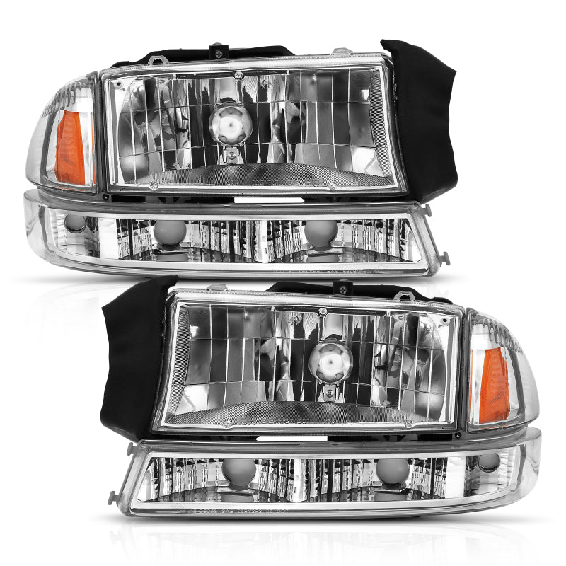 
                      
                        ANZO 1997-2004 Dodge Dakota Crystal Headlight Set Chrome Amber
                      
                    