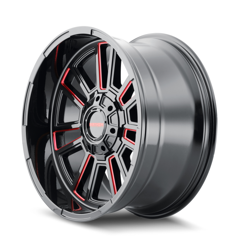 Mayhem 8115 Apollo 20x9 / 8x165.1 BP / 0mm Offset / 125.2mm Hub Black w/ Prism Red Wheel