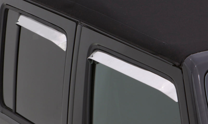 
                      
                        AVS 07-18 Jeep Wrangler Ventshade Front & Rear Window Deflectors 4pc - Chrome
                      
                    