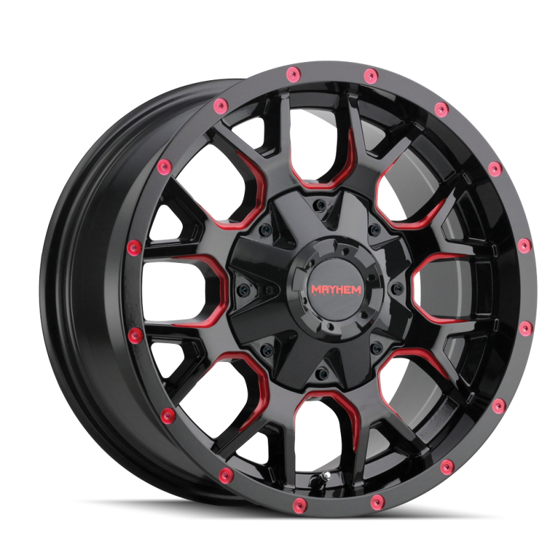 Mayhem 8015 Warrior 18x9 / 6x135 BP / -12mm Offset / 106mm Hub Black w/ Prism Red Wheel