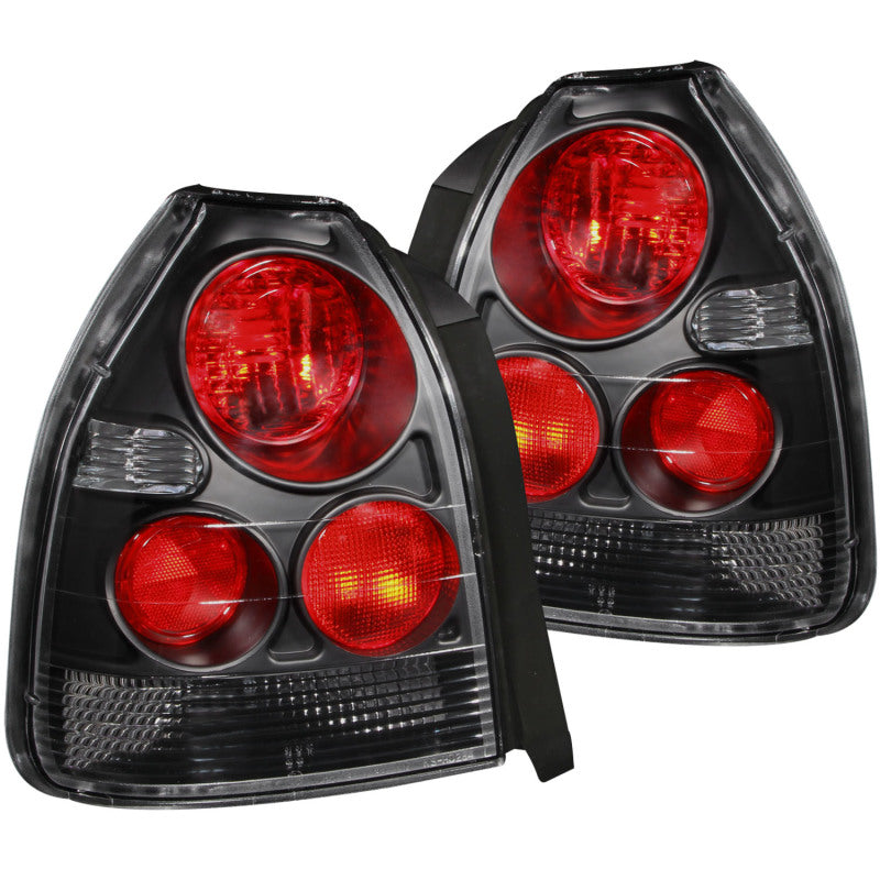 ANZO 1996-2000 Honda Civic Taillights Black