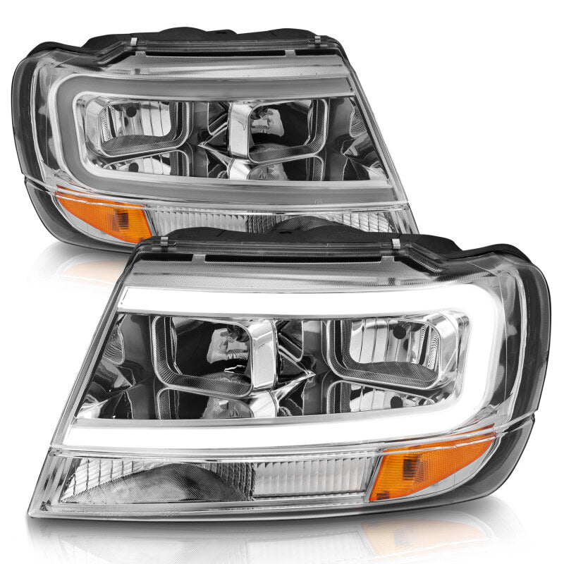 
                      
                        ANZO 1999-2004 Jeep Grand Cherokee Crystal Headlights w/ Light Bar Chrome Housing
                      
                    