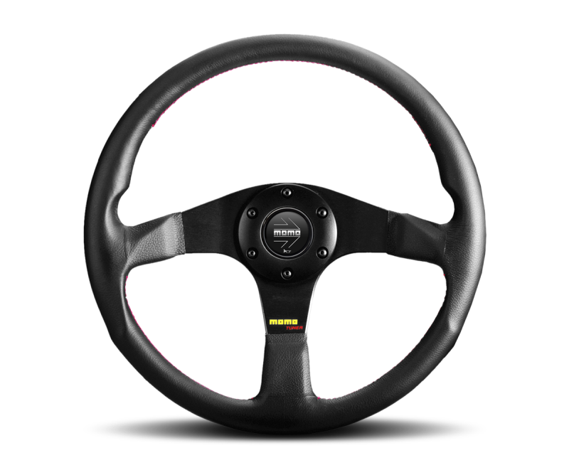 Momo Tuner Steering Wheel 320 mm - Black Leather/Red Stitch/Black Spokes