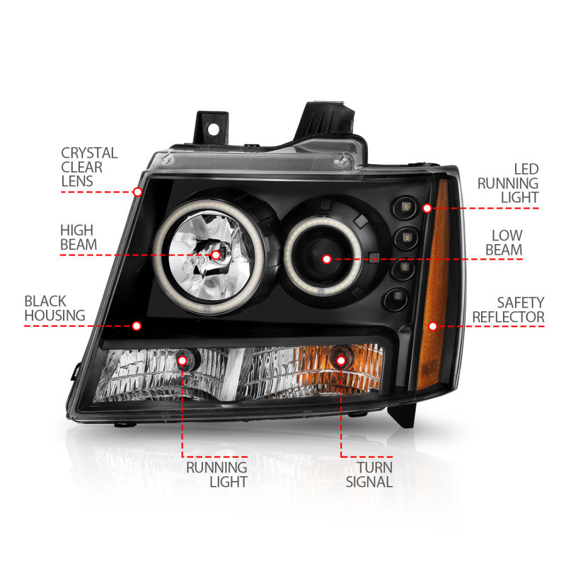 
                      
                        ANZO 2007-2013 Chevrolet Avalanche Projector Headlights w/ Halo Black (CCFL)
                      
                    