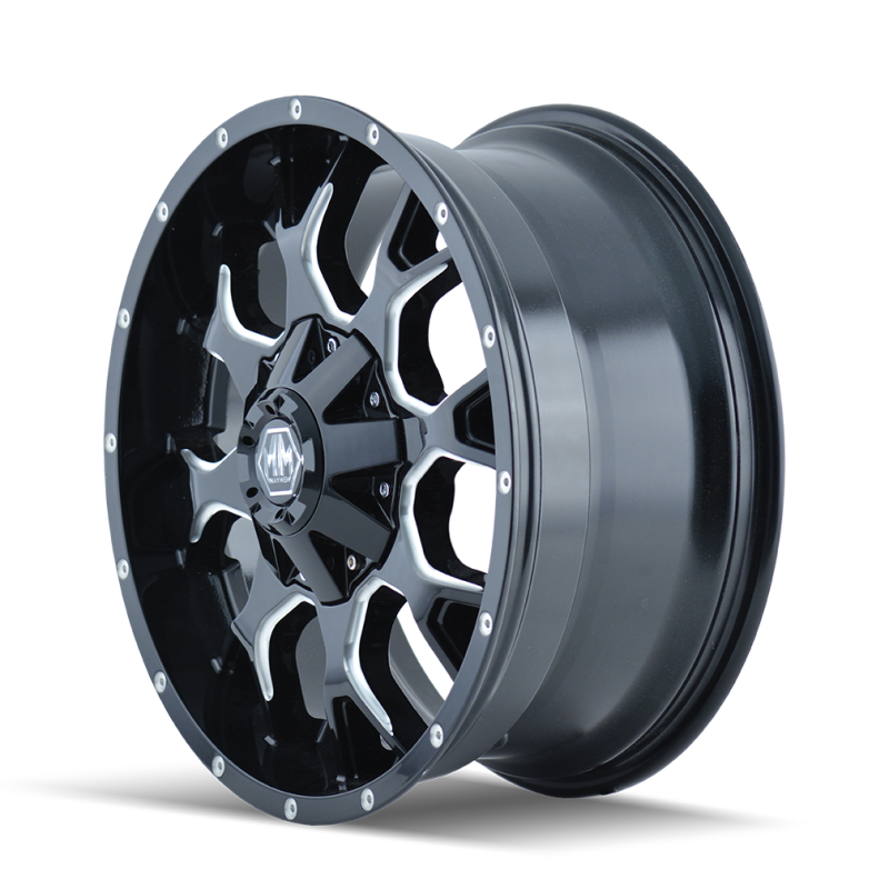 Mayhem 8015 Warrior 22x12 / 8x180 BP / -44mm Offset / 124.1mm Hub Black w/ Milled Spokes Wheel