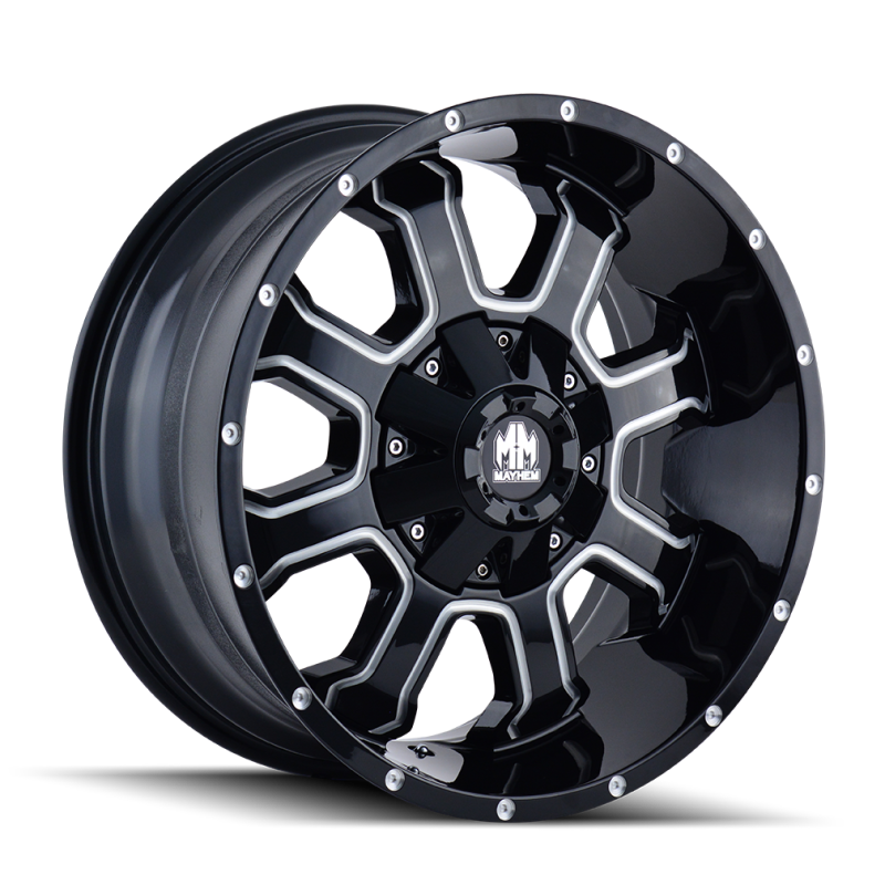 Mayhem 8103 Fierce 22x12 / 6x135 BP / -44mm Offset / 106mm Hub Black w/ Milled Spokes Wheel