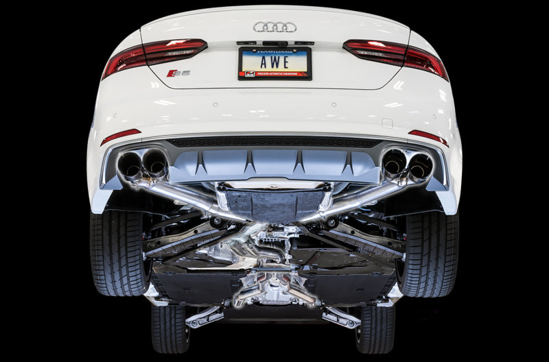 AWE Tuning Audi B9 S5 Sportback Track Edition Exhaust - Non-Resonated (Black 102mm Tips)